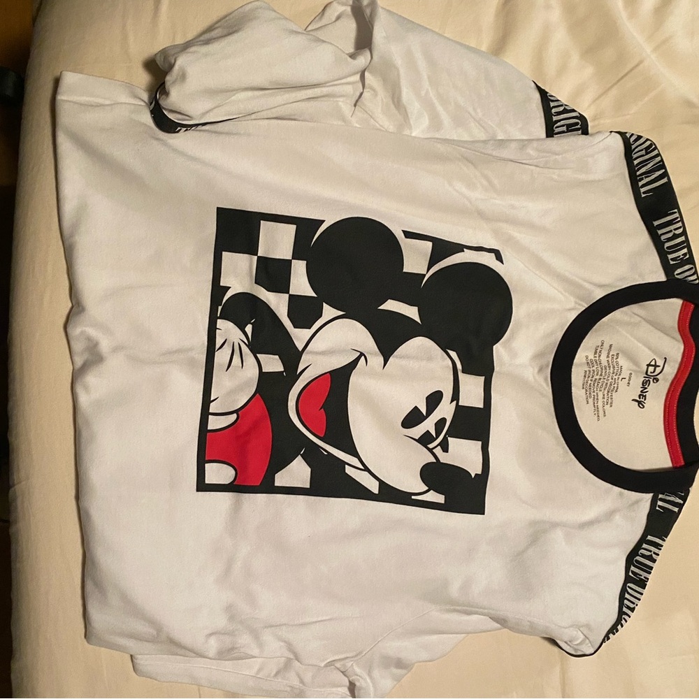 Disney Black and Red Mickey Mouse Checkered Tee